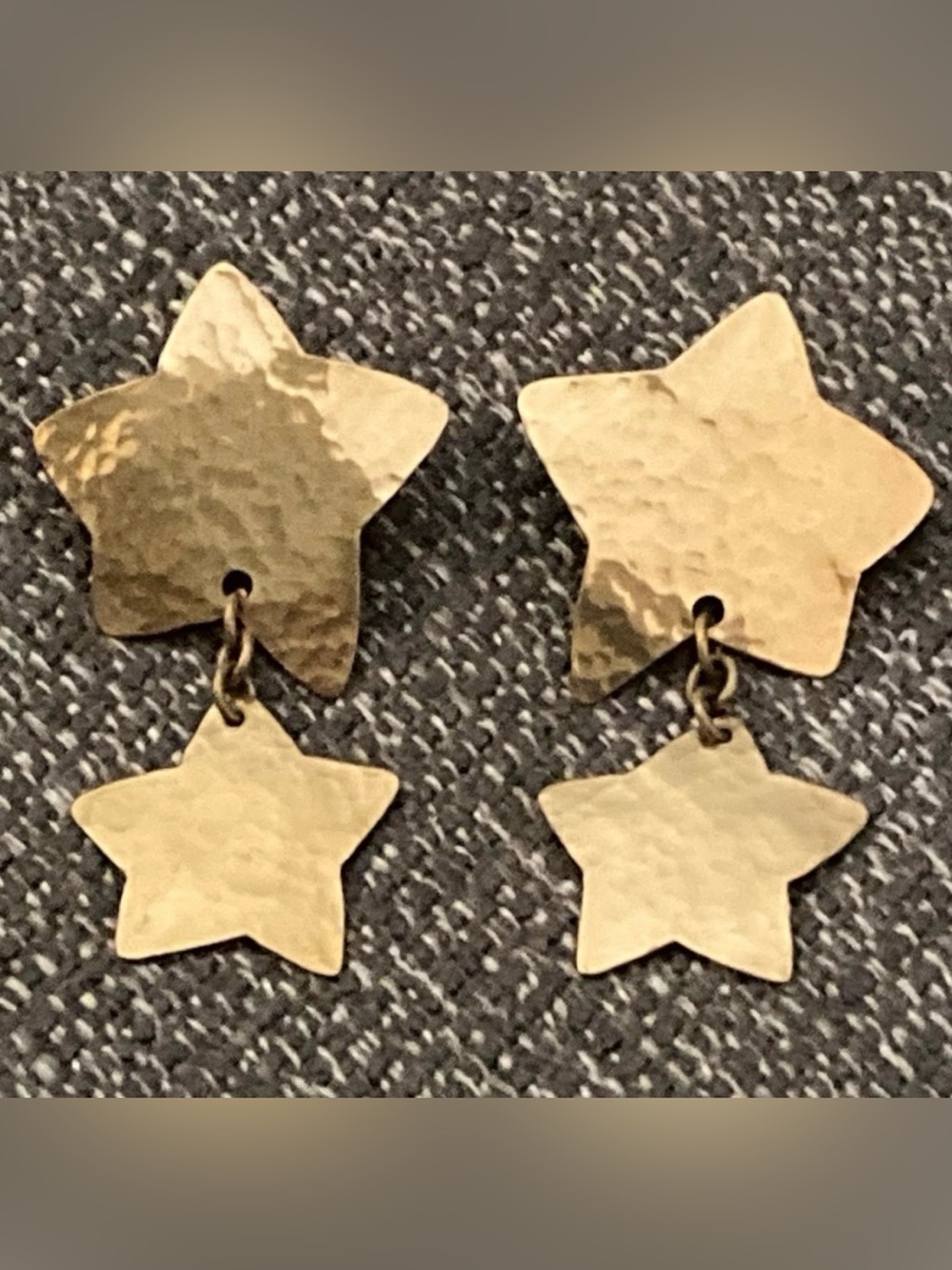 CONSTANCE CLUETT DESIGNS Gold Tone Dangling Double Star Earrings